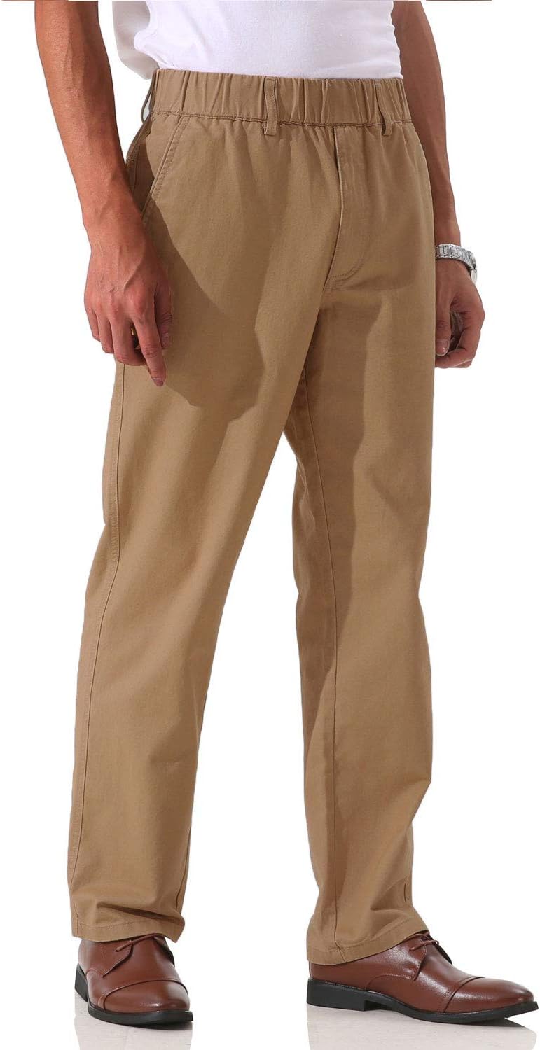 Pantalones de sarga de algodón de peso medio para hombre con cintura elástica completa, mosca funcional - Imagen 29 de 51