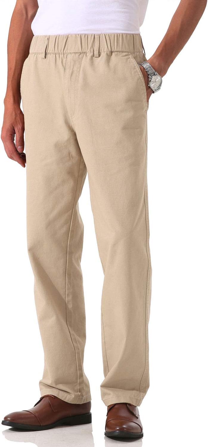 Pantalones de sarga de algodón de peso medio para hombre con cintura elástica completa, mosca funcional - Imagen 32 de 51
