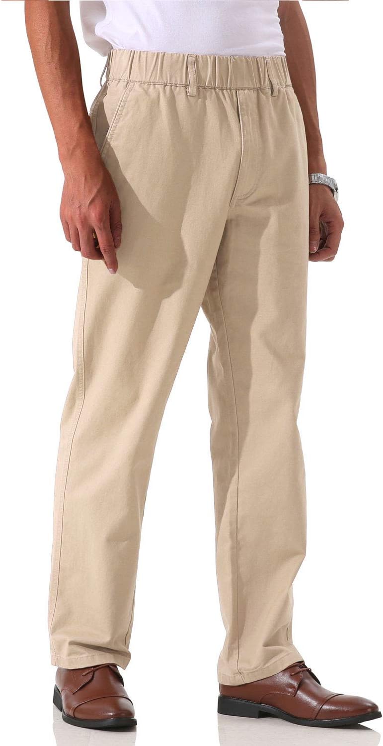 Pantalones de sarga de algodón de peso medio para hombre con cintura elástica completa, mosca funcional - Imagen 33 de 51