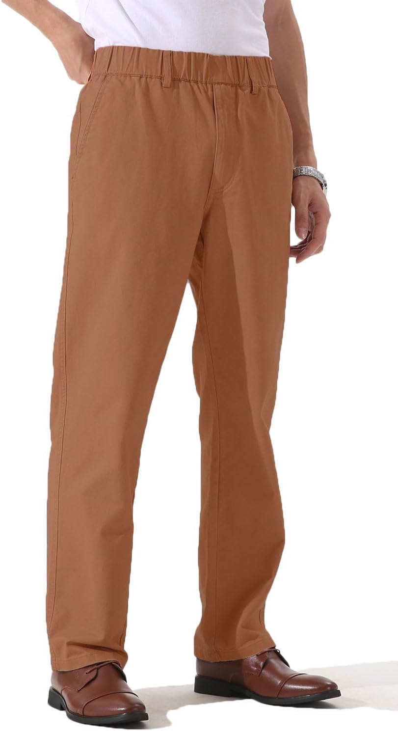 Pantalones de sarga de algodón de peso medio para hombre con cintura elástica completa, mosca funcional - Imagen 37 de 51