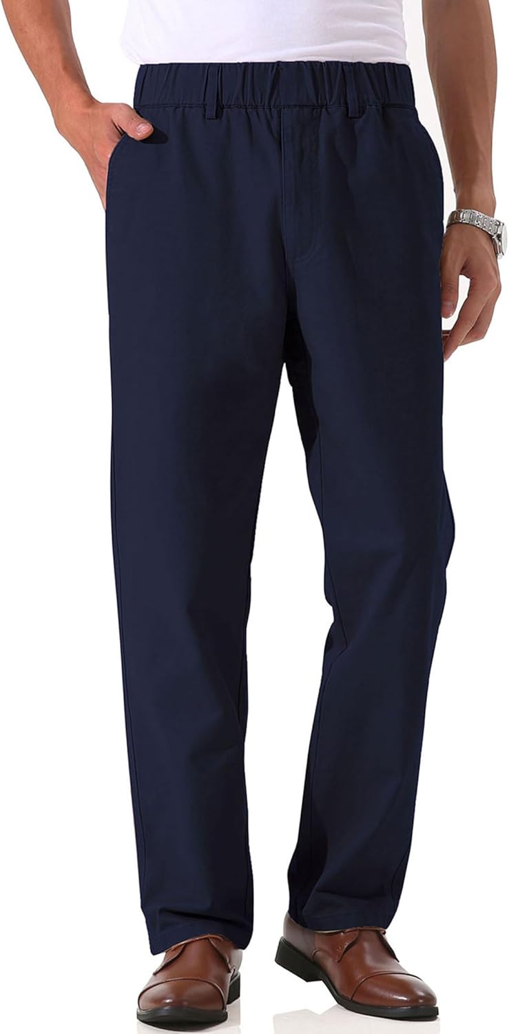 Pantalones de sarga de algodón de peso medio para hombre con cintura elástica completa, mosca funcional - Imagen 42 de 51