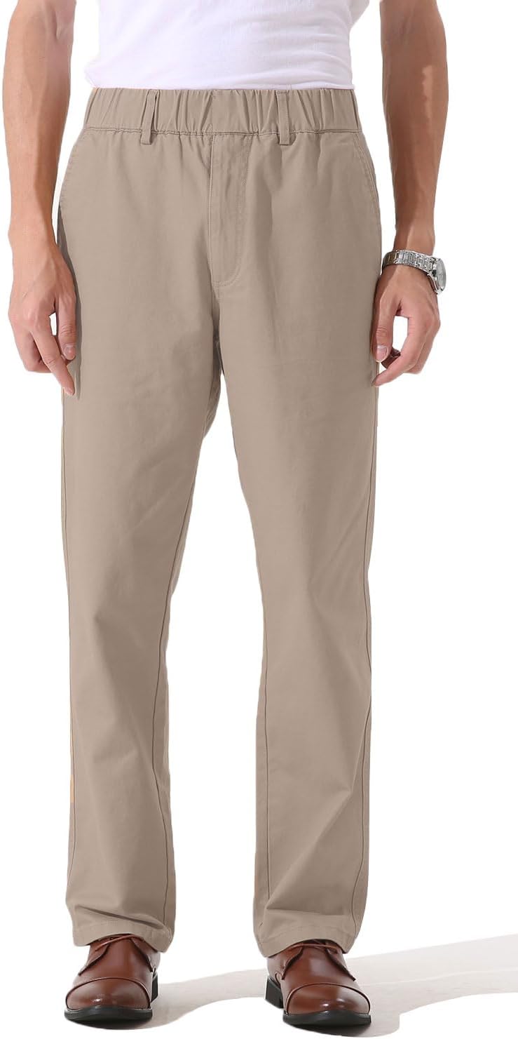 Pantalones de sarga de algodón de peso medio para hombre con cintura elástica completa, mosca funcional - Imagen 47 de 51