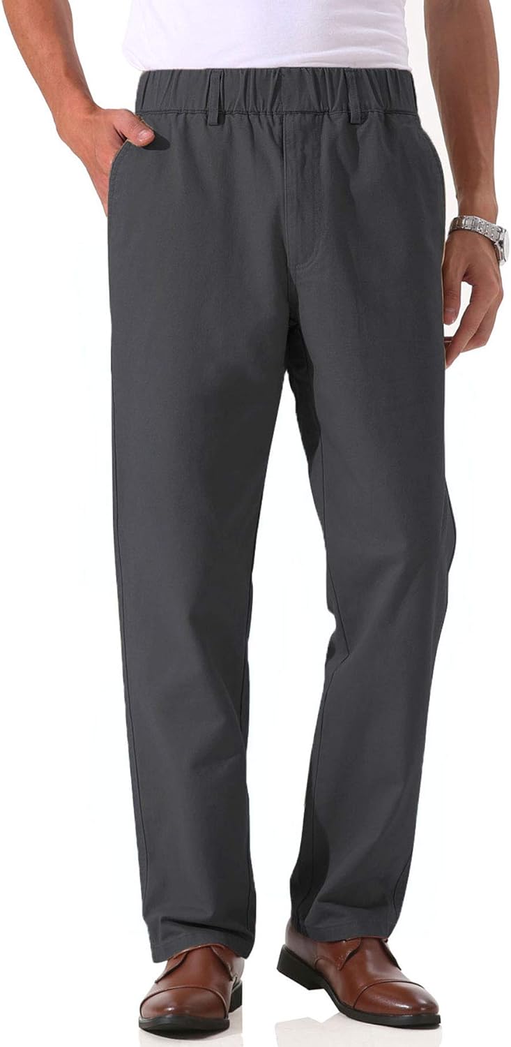 Pantalones de sarga de algodón de peso medio para hombre con cintura elástica completa, mosca funcional - Imagen 50 de 51