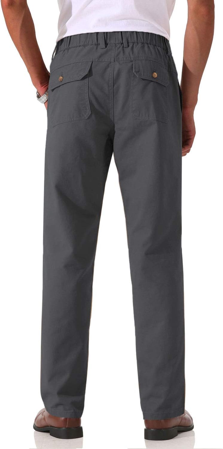 Pantalones de sarga de algodón de peso medio para hombre con cintura elástica completa, mosca funcional - Imagen 51 de 51