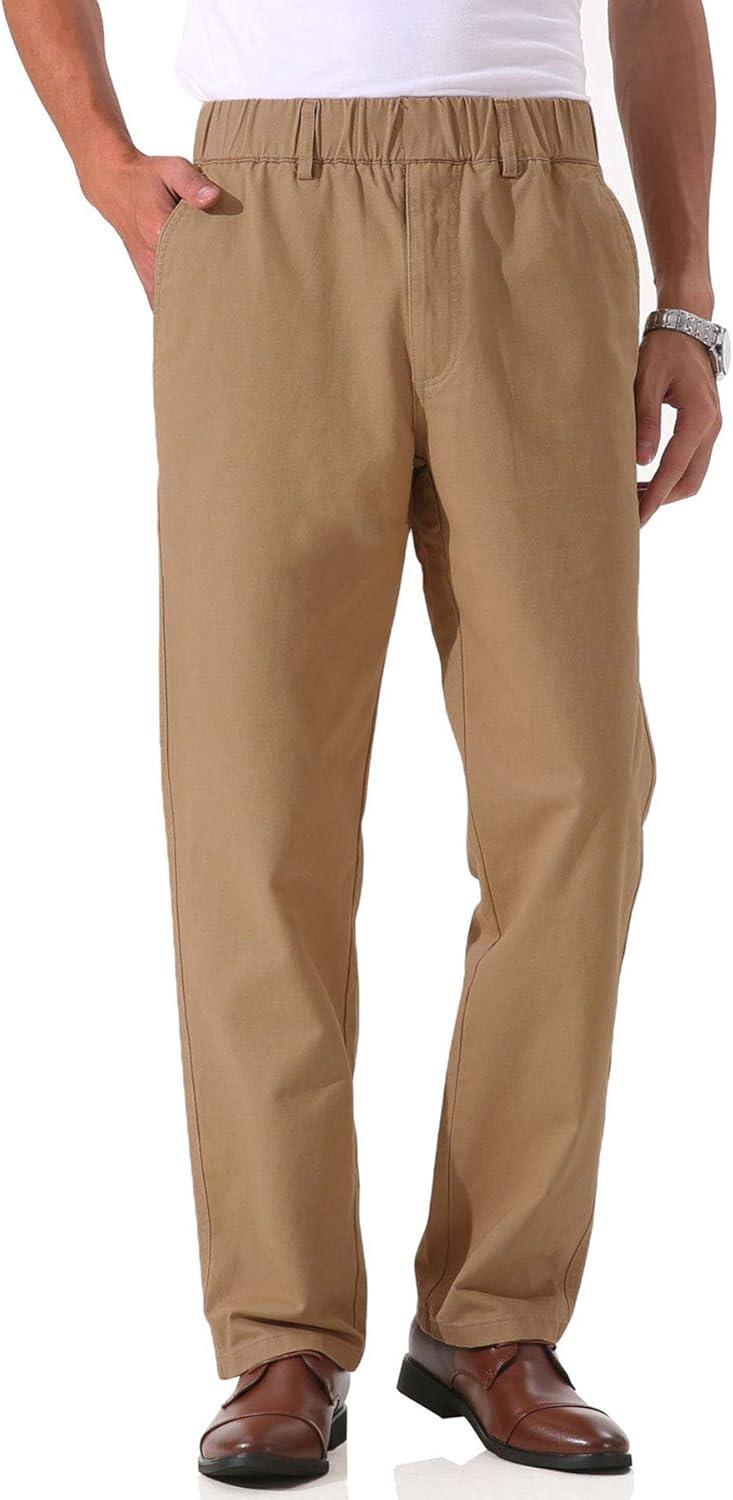 Pantalones de sarga de algodón de peso medio para hombre con cintura elástica completa, mosca funcional - Imagen 30 de 51