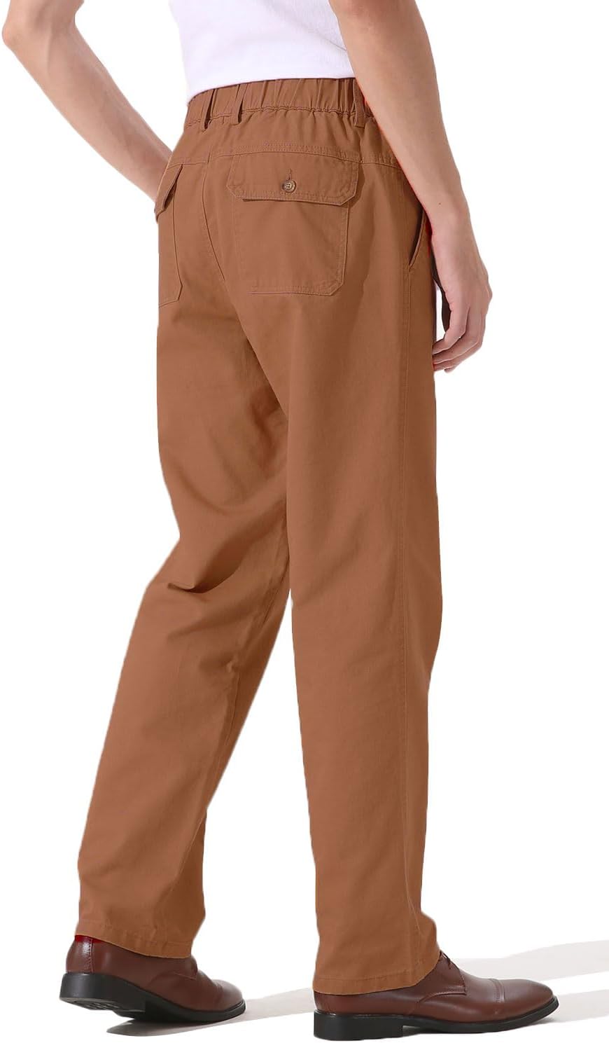 Pantalones de sarga de algodón de peso medio para hombre con cintura elástica completa, mosca funcional - Imagen 38 de 51