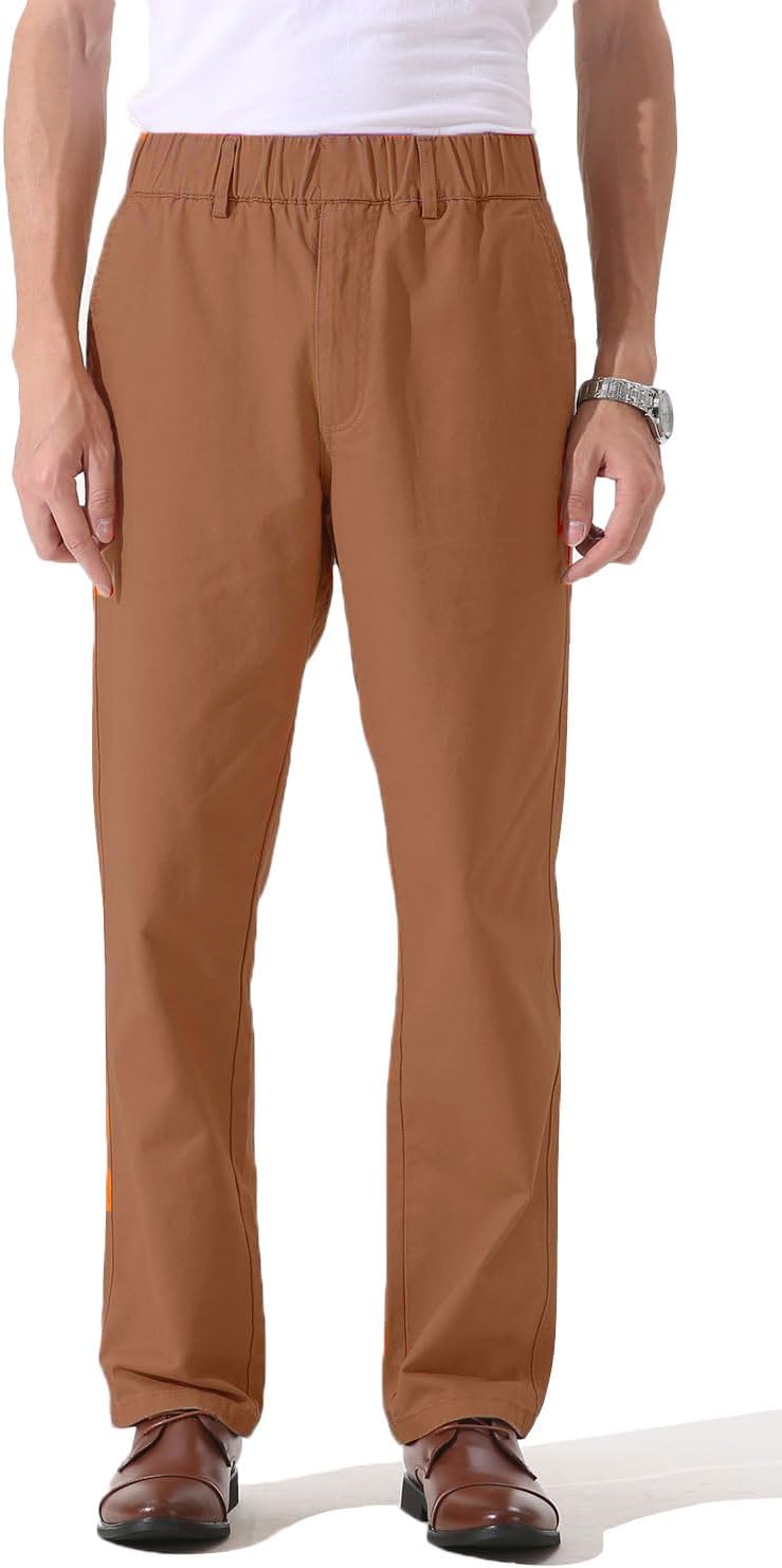 Pantalones de sarga de algodón de peso medio para hombre con cintura elástica completa, mosca funcional - Imagen 39 de 51