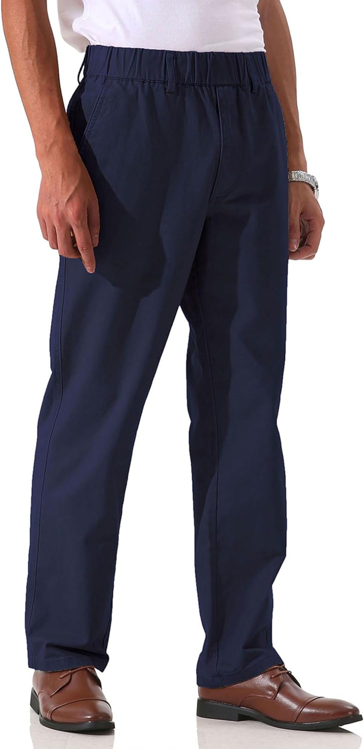 Pantalones de sarga de algodón de peso medio para hombre con cintura elástica completa, mosca funcional - Imagen 41 de 51