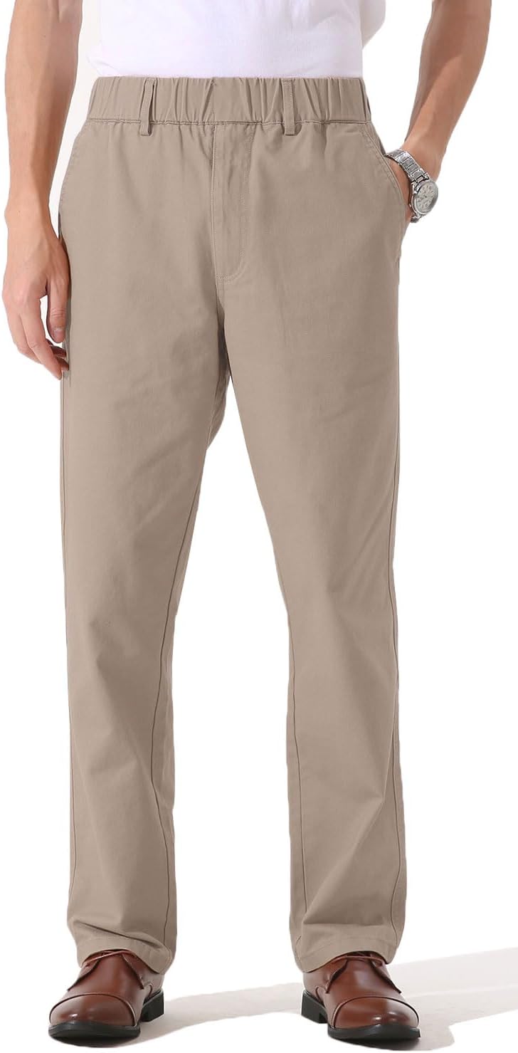 Pantalones de sarga de algodón de peso medio para hombre con cintura elástica completa, mosca funcional - Imagen 44 de 51