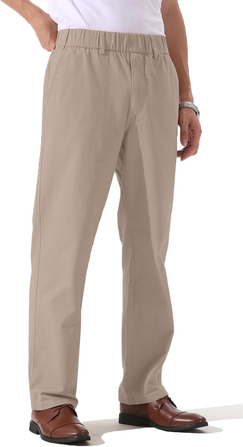 Pantalones de sarga de algodón de peso medio para hombre con cintura elástica completa, mosca funcional - Imagen 45 de 51