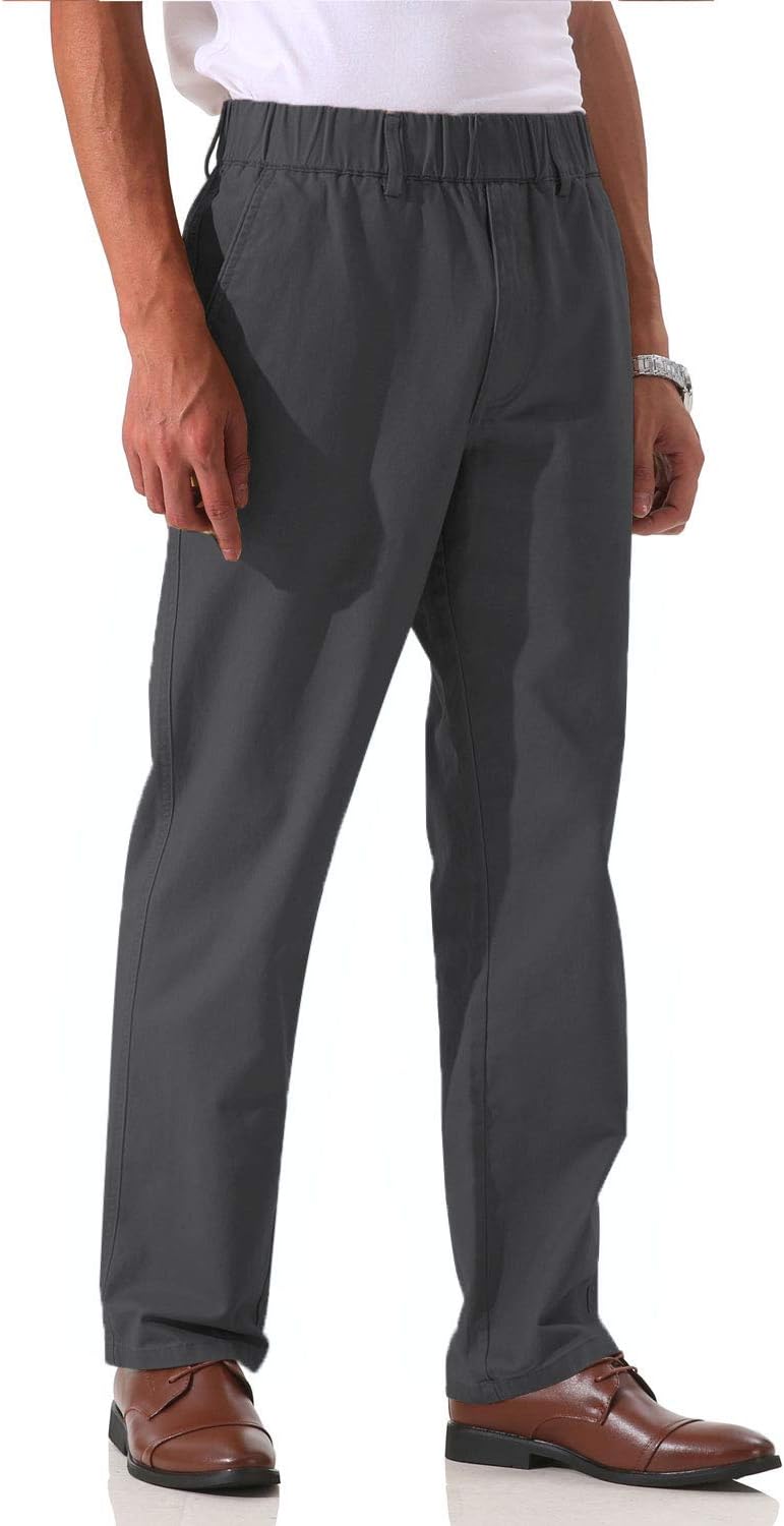 Pantalones de sarga de algodón de peso medio para hombre con cintura elástica completa, mosca funcional - Imagen 49 de 51