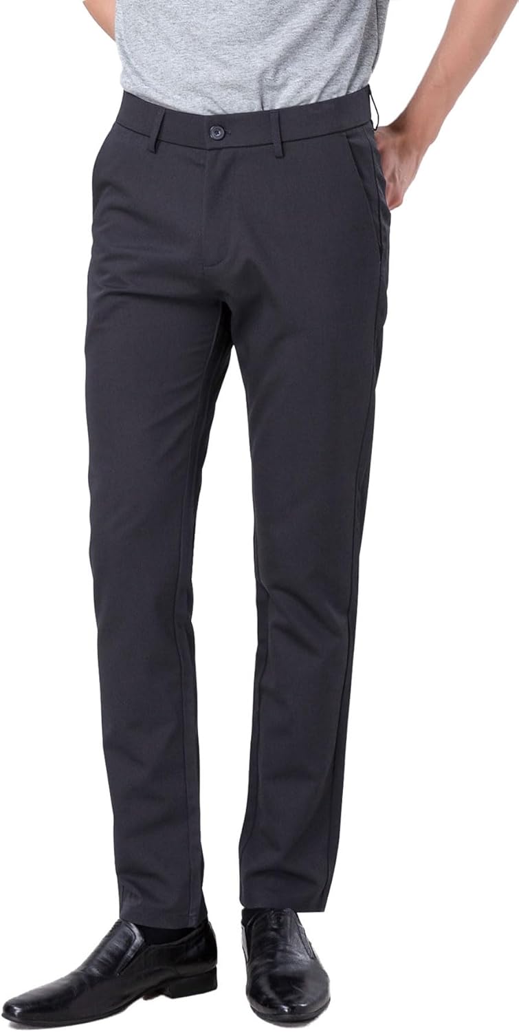 Men's Slim Fit Stretch Dress Pants, Stylish, Wrinkle-Free, Perfect for Formal