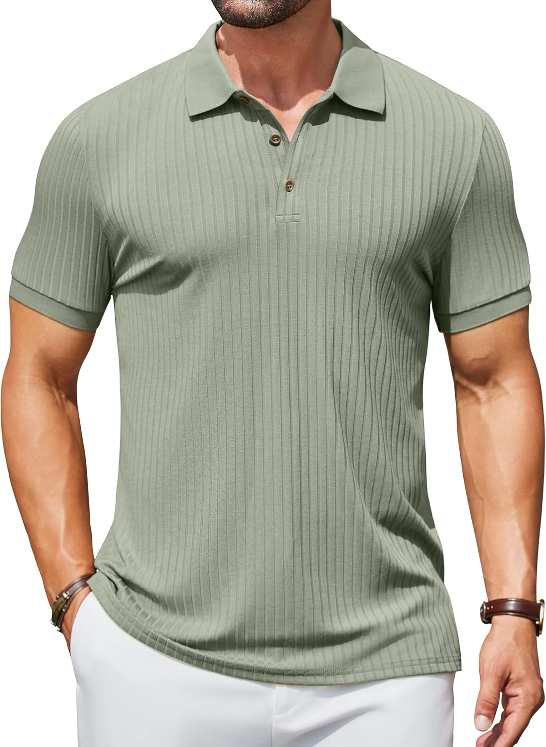 Herren Struktur Poloshirts Kurzarm Slim Fit Freizeit Knopf Polo T-Shirt - Bild 109 von 115