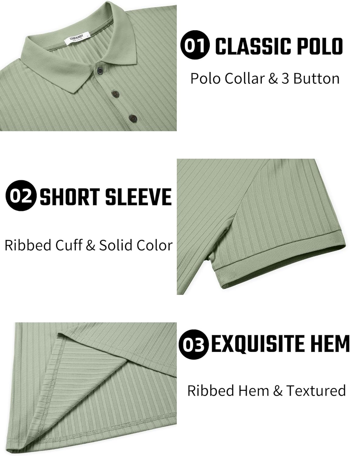 Herren Struktur Poloshirts Kurzarm Slim Fit Freizeit Knopf Polo T-Shirt - Bild 113 von 115
