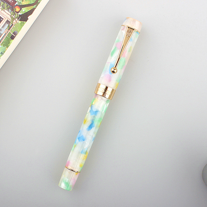 Venta Caliente Fuente de Resina Acrílica Celuloide Jinhao con Clip Dorado Plumín F Pluma de Tinta - Imagen 24 de 24