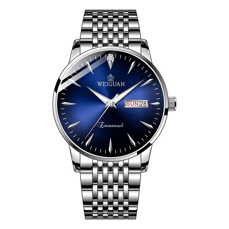 Men's Quartz Watches 3 ATM Waterproof Luminous Date Stainless Steel Wristwatches
