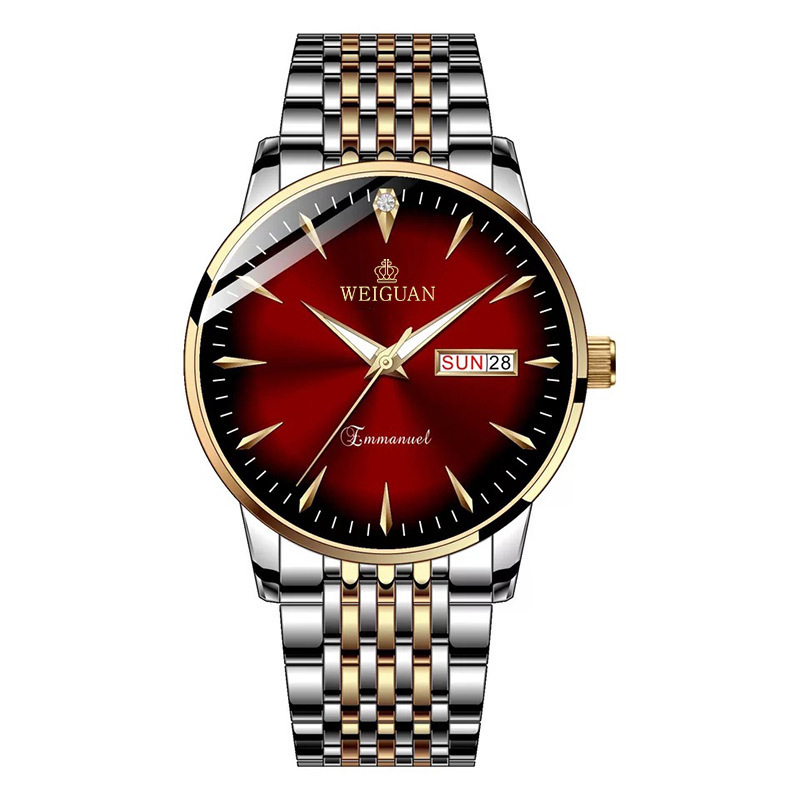 Men's Quartz Watches 3 ATM Waterproof Luminous Date Stainless Steel Wristwatches