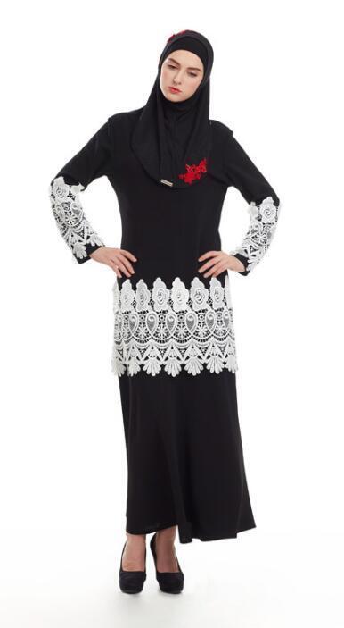 Dubai Eid Abaya Maxi Elegant Spleißen Spitze Robe Kaftan Mode Kleid Djellaba - Bild 10 von 12