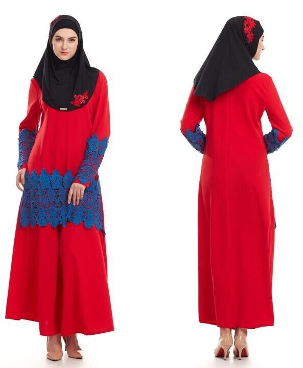 Dubai Eid Abaya Maxi Elegant Spleißen Spitze Robe Kaftan Mode Kleid Djellaba - Bild 11 von 12