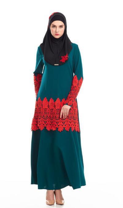 Dubai Eid Abaya Maxi Elegant Spleißen Spitze Robe Kaftan Mode Kleid Djellaba - Bild 12 von 12
