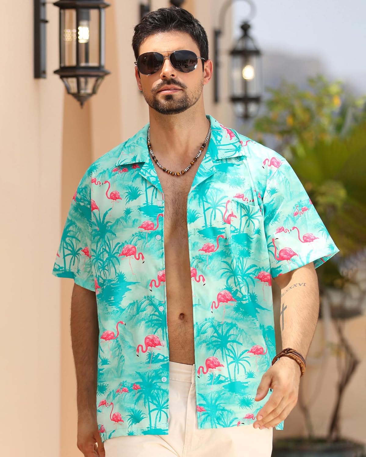 Herren Hawaiihemd Kurzarm Tropical Urlaub Button Down Strandhemden - Bild 43 von 46