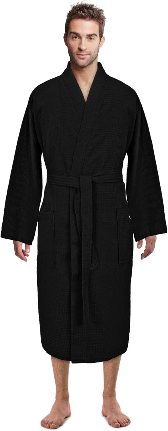 Waffle Knit Lightweight Kimono Spa & Bath Robes for Men - Quick Dry - Soft - Afbeelding 11 van 30