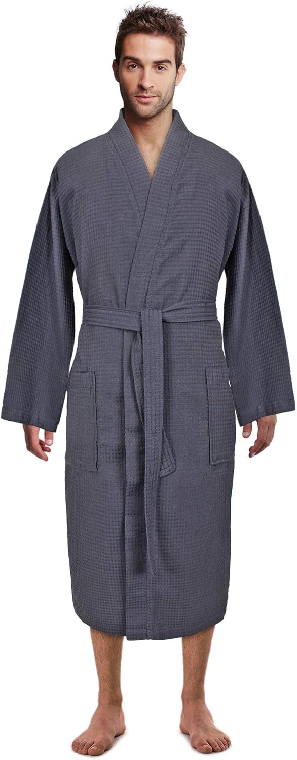 Waffle Knit Lightweight Kimono Spa & Bath Robes for Men - Quick Dry - Soft - Afbeelding 13 van 30