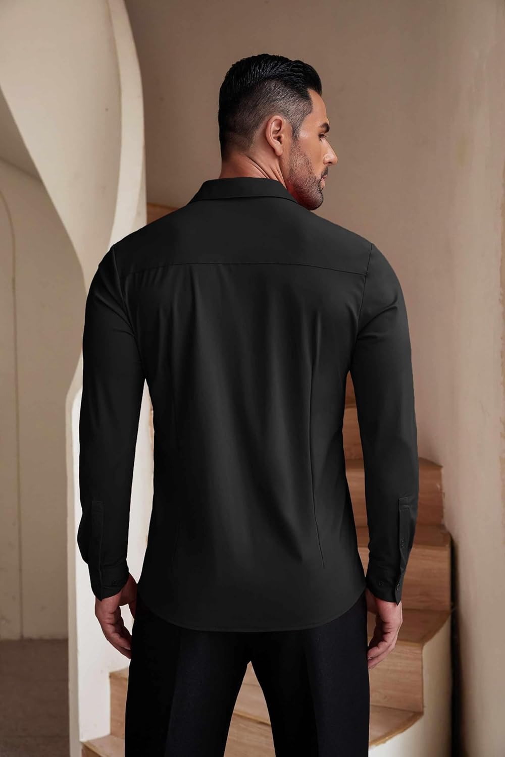 Herren Muscle Fit Oberhemden faltenfrei Langarm Freizeit Button Down Hemden - Bild 49 von 100