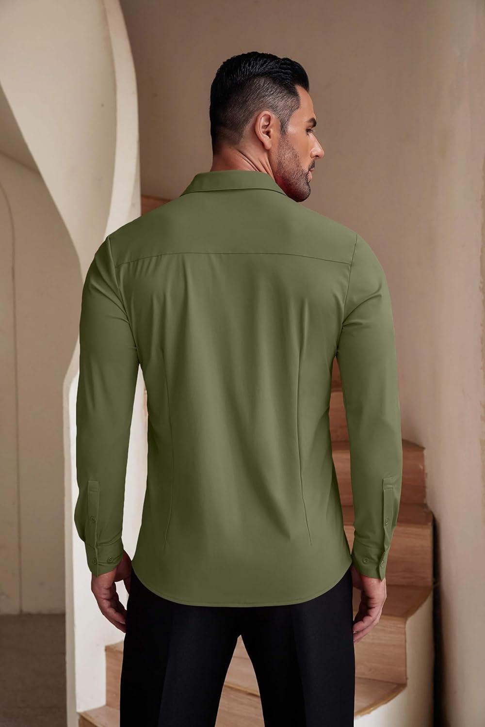 Herren Muscle Fit Oberhemden faltenfrei Langarm Freizeit Button Down Hemden - Bild 78 von 100