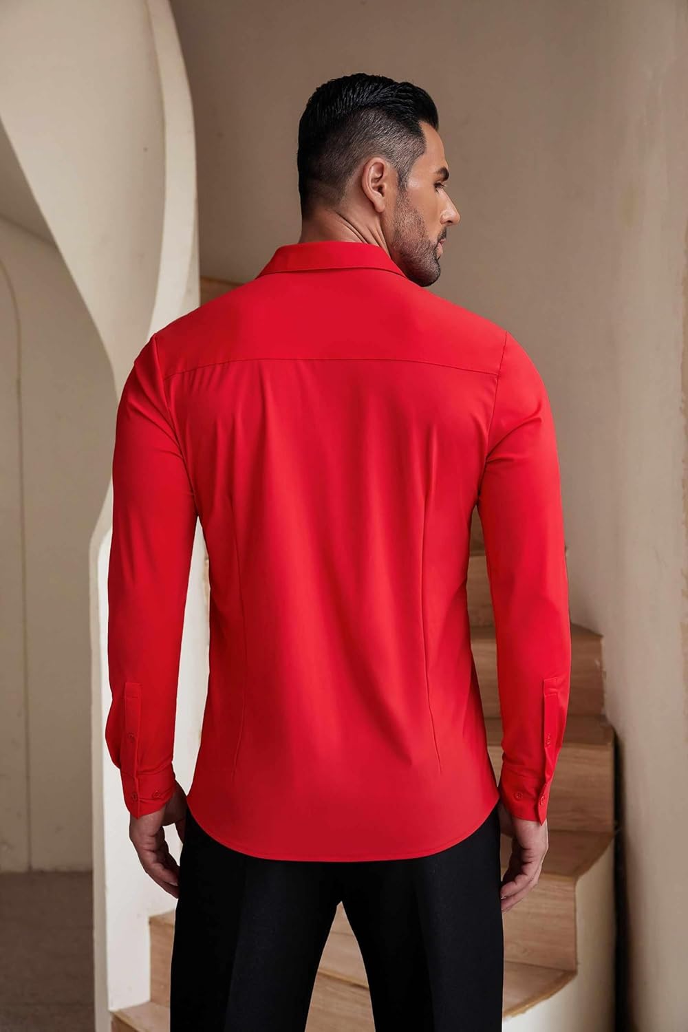 Herren Muscle Fit Oberhemden faltenfrei Langarm Freizeit Button Down Hemden - Bild 91 von 100