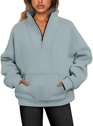 Y2K Oversized Hoodies �C Quarter & Half Zip Sweatshirts for Spring Fall - Picture 23 of 33