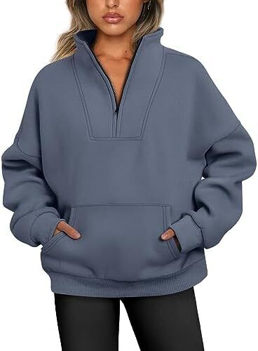 Y2K Oversized Hoodies �C Quarter & Half Zip Sweatshirts for Spring Fall - Picture 24 of 33