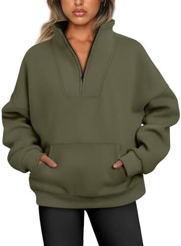 Y2K Oversized Hoodies �C Quarter & Half Zip Sweatshirts for Spring Fall - Picture 25 of 33
