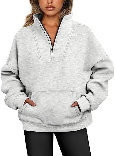 Y2K Oversized Hoodies �C Quarter & Half Zip Sweatshirts for Spring Fall - Picture 26 of 33