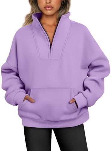 Y2K Oversized Hoodies �C Quarter & Half Zip Sweatshirts for Spring Fall - Picture 29 of 33