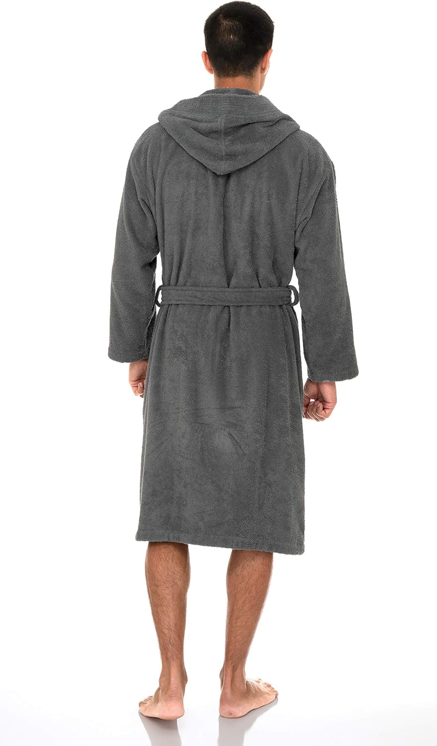 Bata con capucha para hombre, albornoz de tela de rizo de algodón premium, batas de baño suaves para hombre - Imagen 26 de 110