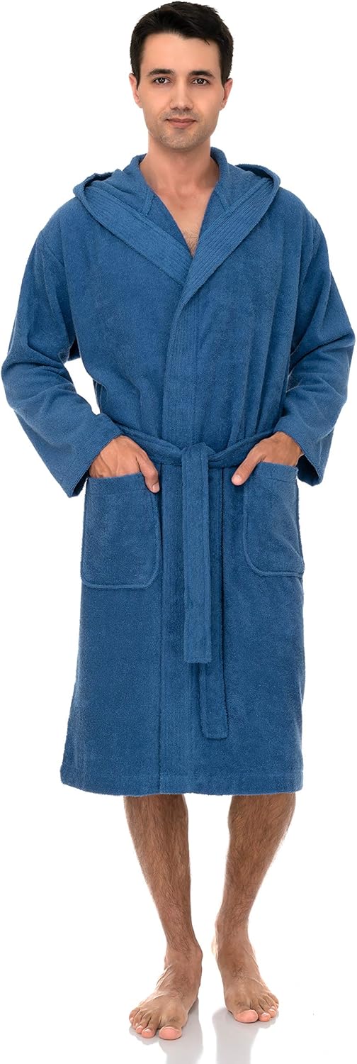 Bata con capucha para hombre, albornoz de tela de rizo de algodón premium, batas de baño suaves para hombre - Imagen 74 de 110