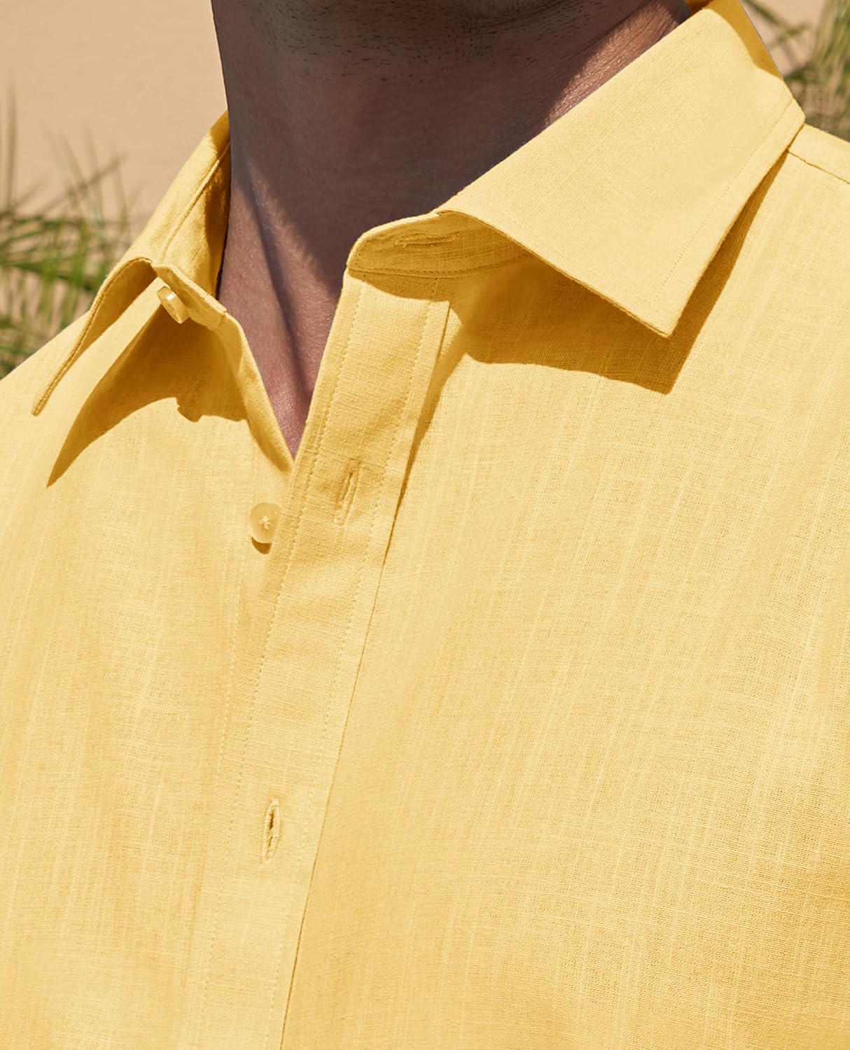 Leinenhemden für Herren Kurzarm Leinenhemden Freizeit Button Down Hemden Sommer - Bild 32 von 53
