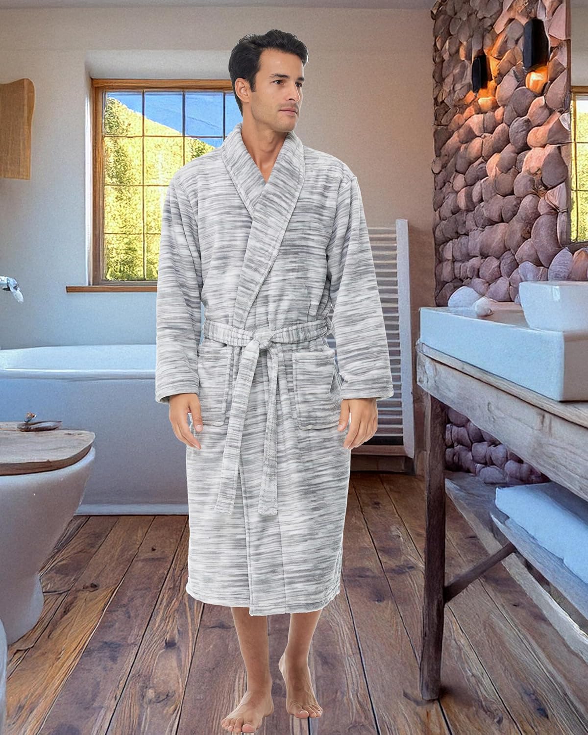 Mens Robe Plush, Mens Bath Robes for Men, Men's Robe Plush, Men's Bathrobes - Picture 29 of 40