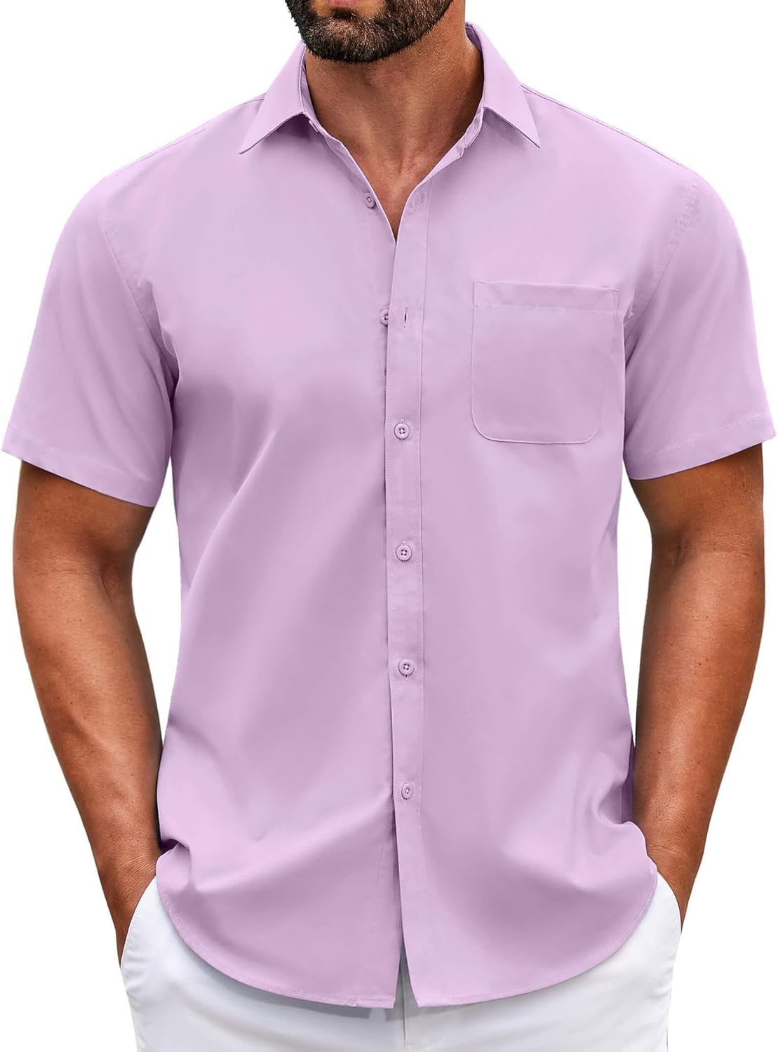 Mens Short Sleeve Casual Button Down Shirts Summer Untucked Dress Shirts - Picture 35 of 154