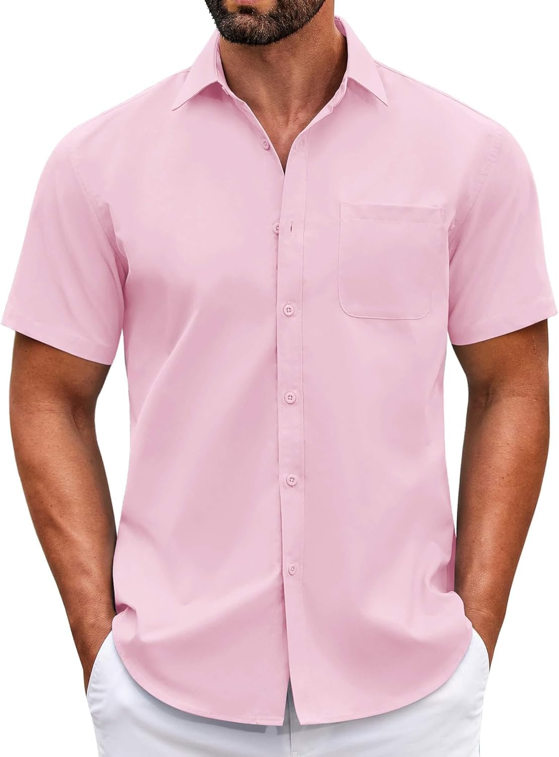 Mens Short Sleeve Casual Button Down Shirts Summer Untucked Dress Shirts - Picture 59 of 154