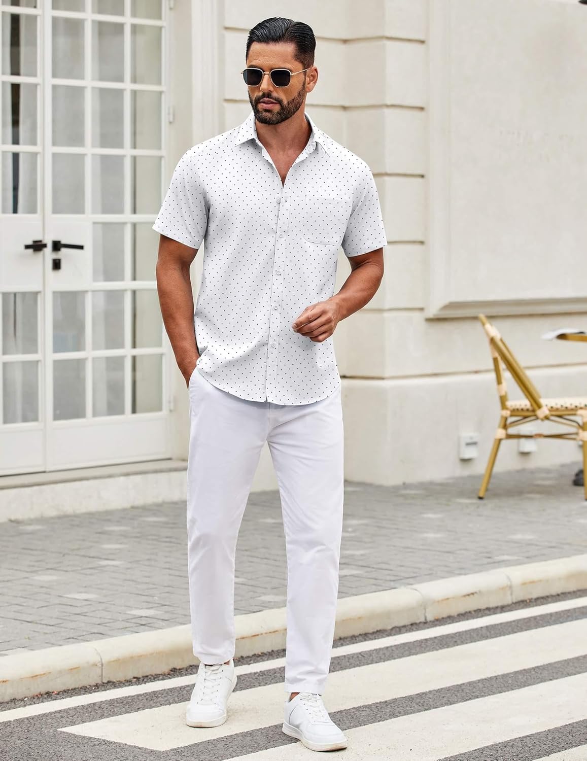 Mens Short Sleeve Casual Button Down Shirts Summer Untucked Dress Shirts - Picture 77 of 154