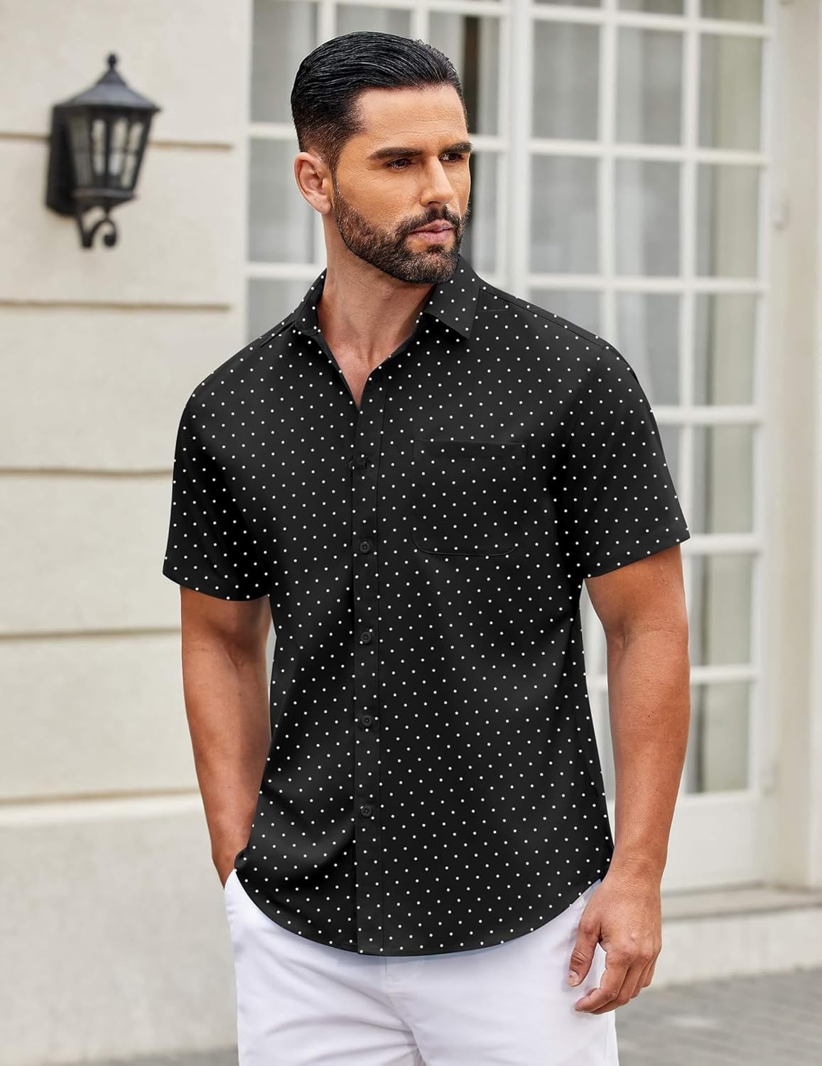 Mens Short Sleeve Casual Button Down Shirts Summer Untucked Dress Shirts - Picture 88 of 154