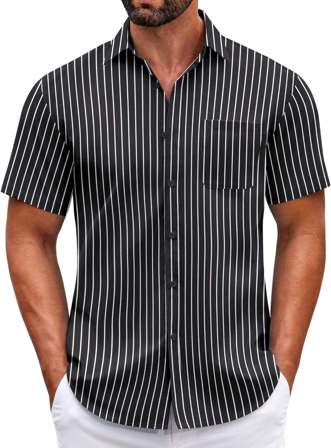 Mens Short Sleeve Casual Button Down Shirts Summer Untucked Dress Shirts - Picture 95 of 154