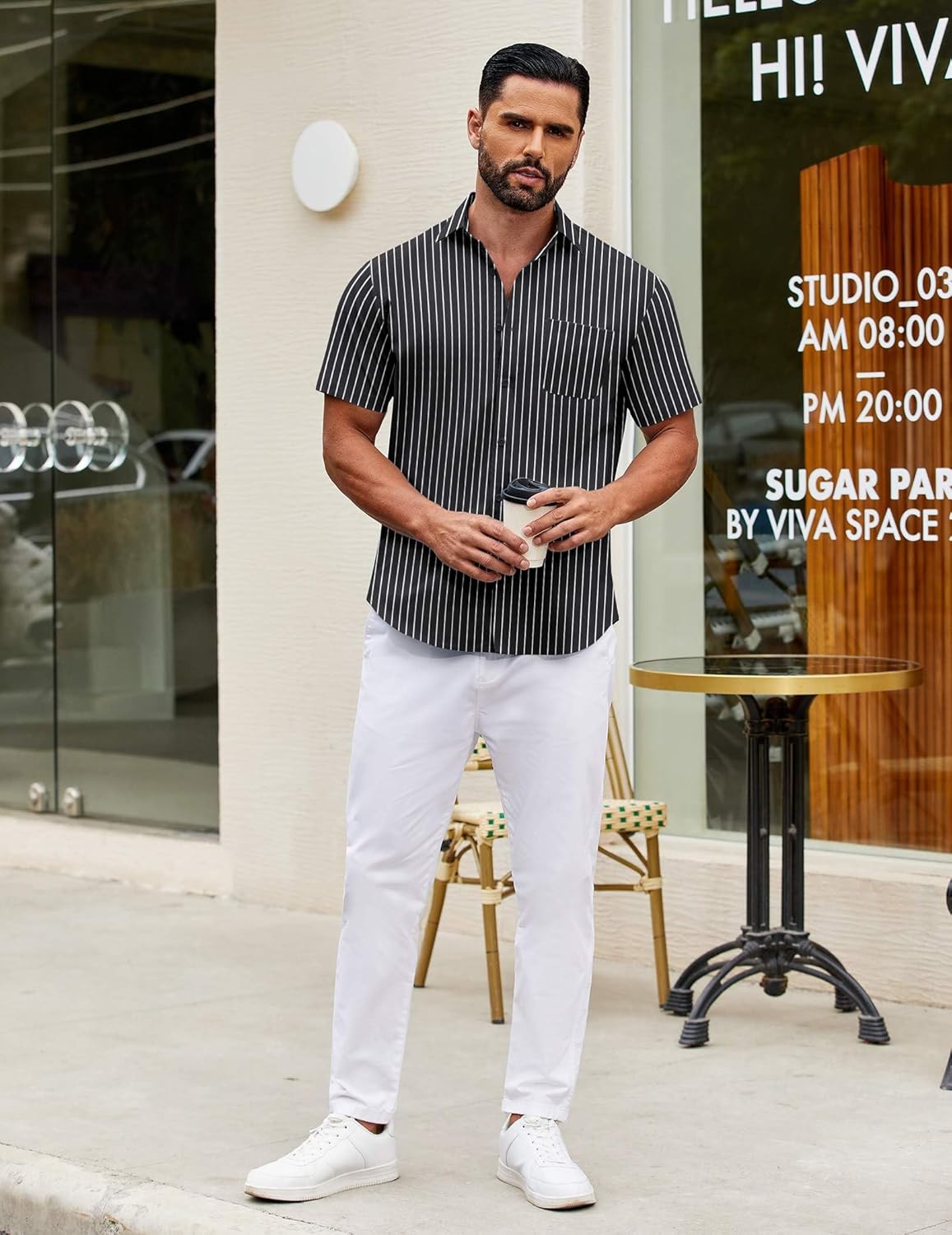 Mens Short Sleeve Casual Button Down Shirts Summer Untucked Dress Shirts - Picture 97 of 154