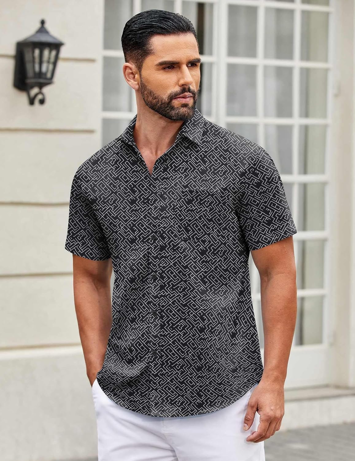 Mens Short Sleeve Casual Button Down Shirts Summer Untucked Dress Shirts - Picture 124 of 154