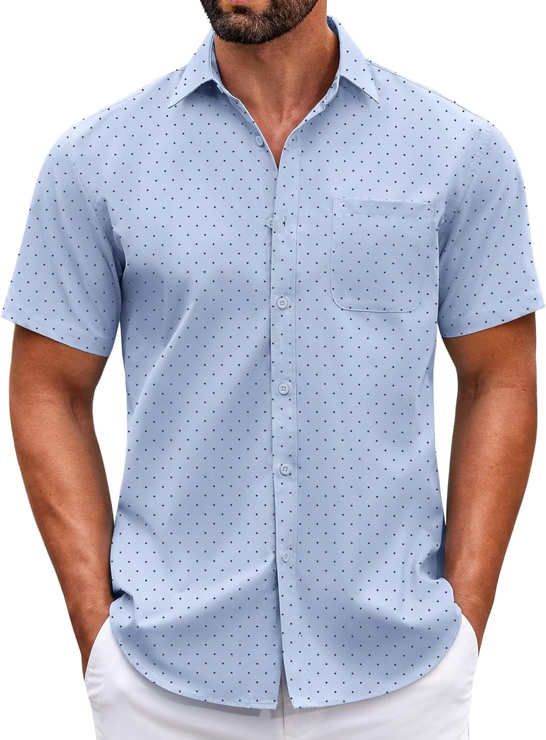 Mens Short Sleeve Casual Button Down Shirts Summer Untucked Dress Shirts - Picture 127 of 154