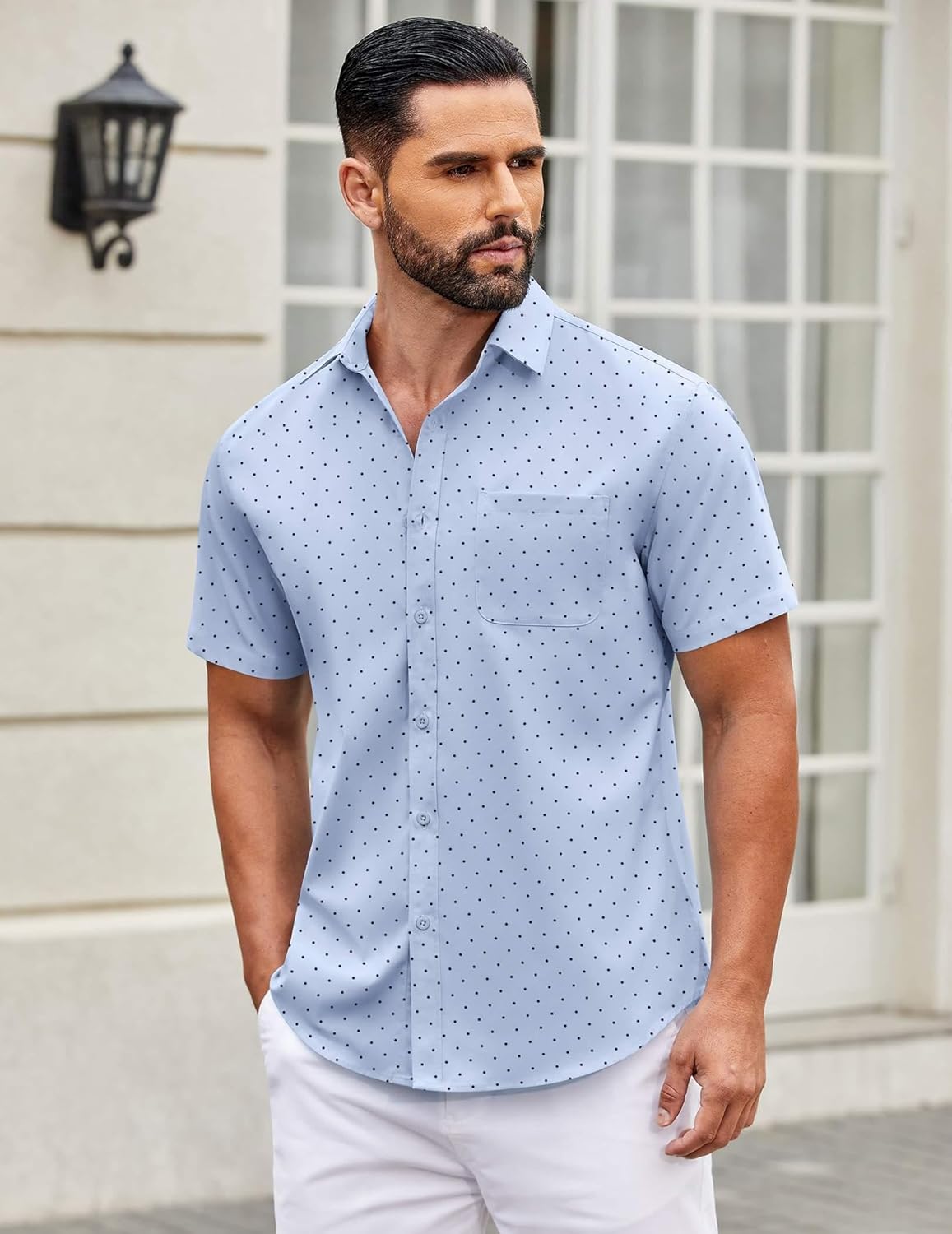 Mens Short Sleeve Casual Button Down Shirts Summer Untucked Dress Shirts - Picture 128 of 154