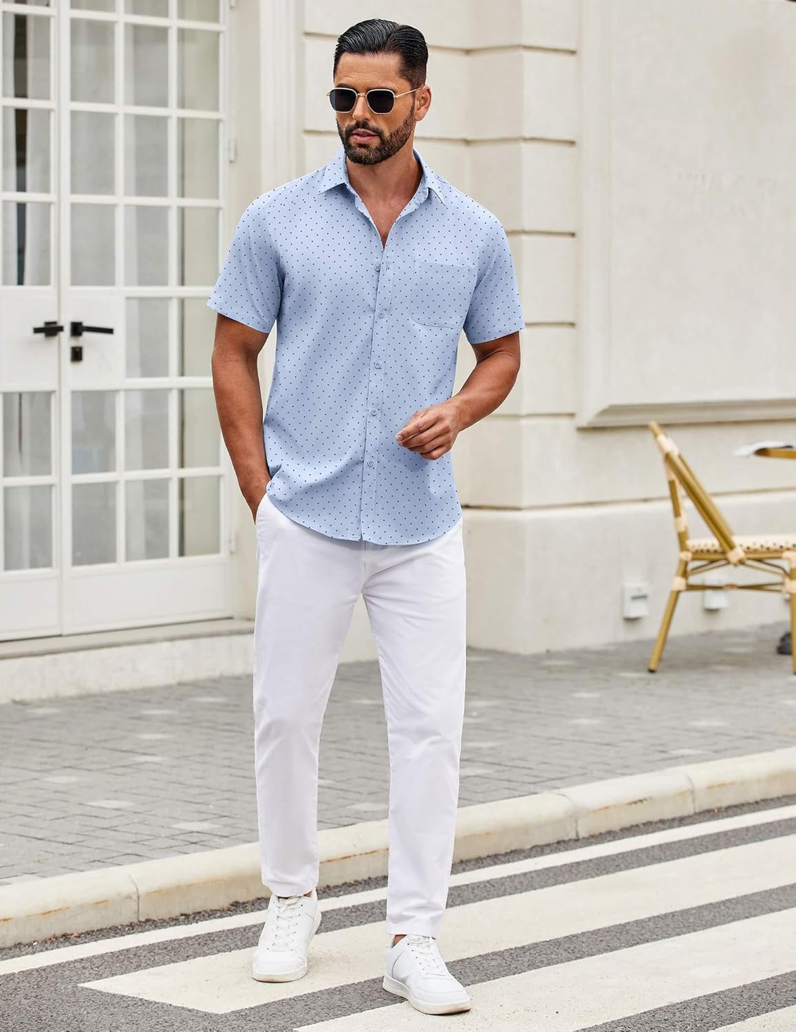 Mens Short Sleeve Casual Button Down Shirts Summer Untucked Dress Shirts - Picture 129 of 154