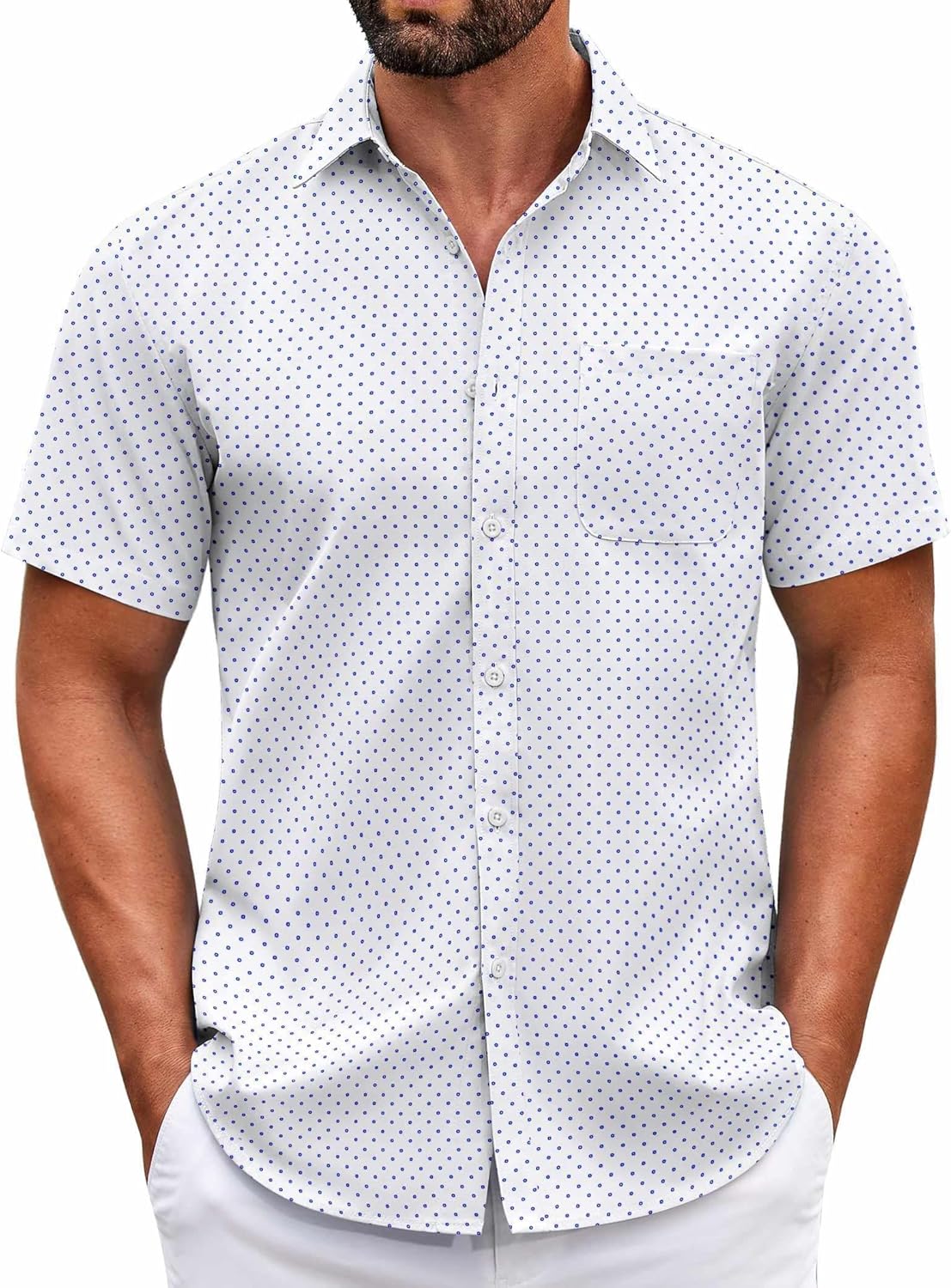 Mens Short Sleeve Casual Button Down Shirts Summer Untucked Dress Shirts - Picture 131 of 154